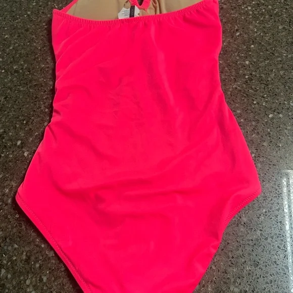 J. Crew Hot Pink One-Piece Swimsuit Ruched Sides Size 0 Vibrant Plunge Swimming - Picture 5 of 8